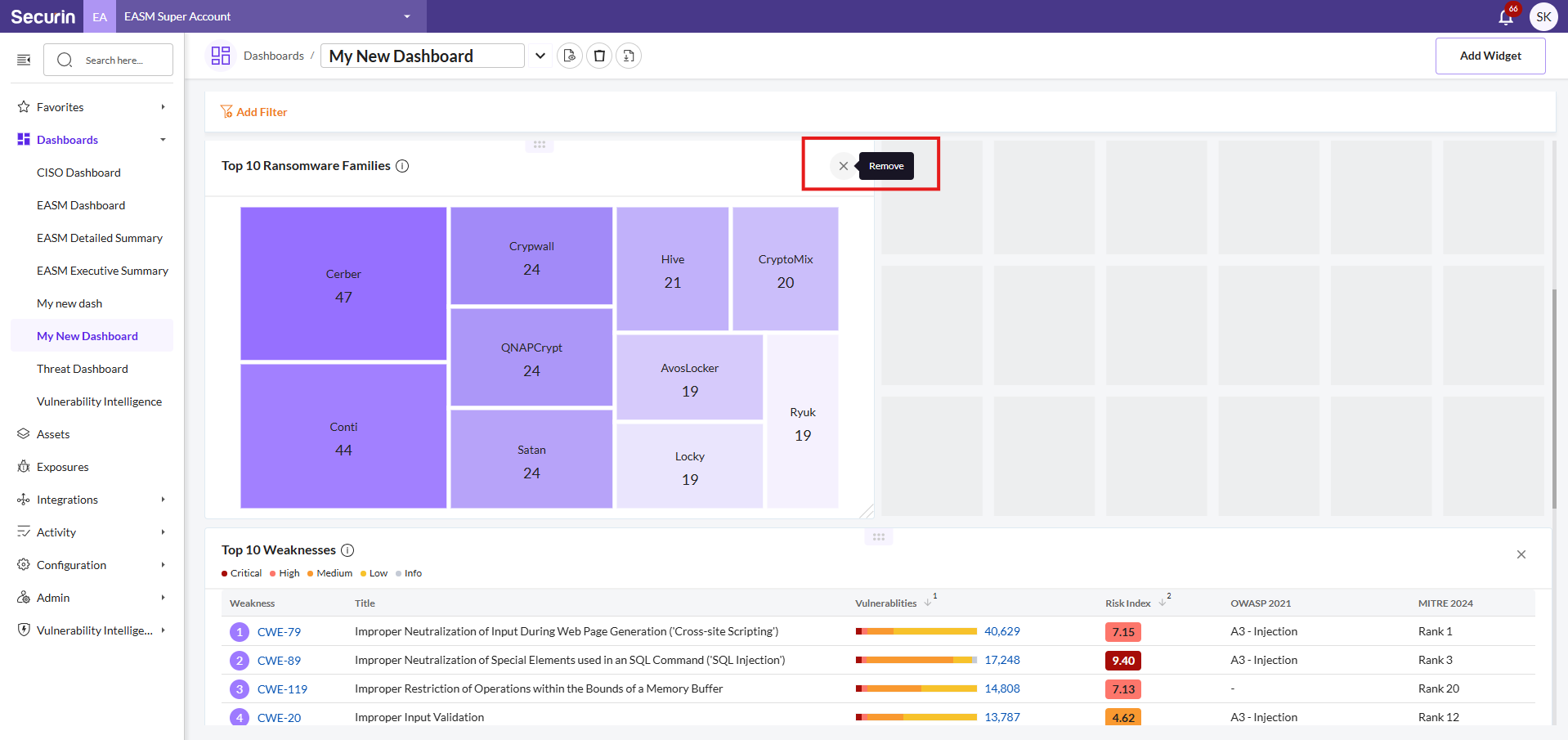 Edit a Custom Dashboard - Securin Platform Documentation
