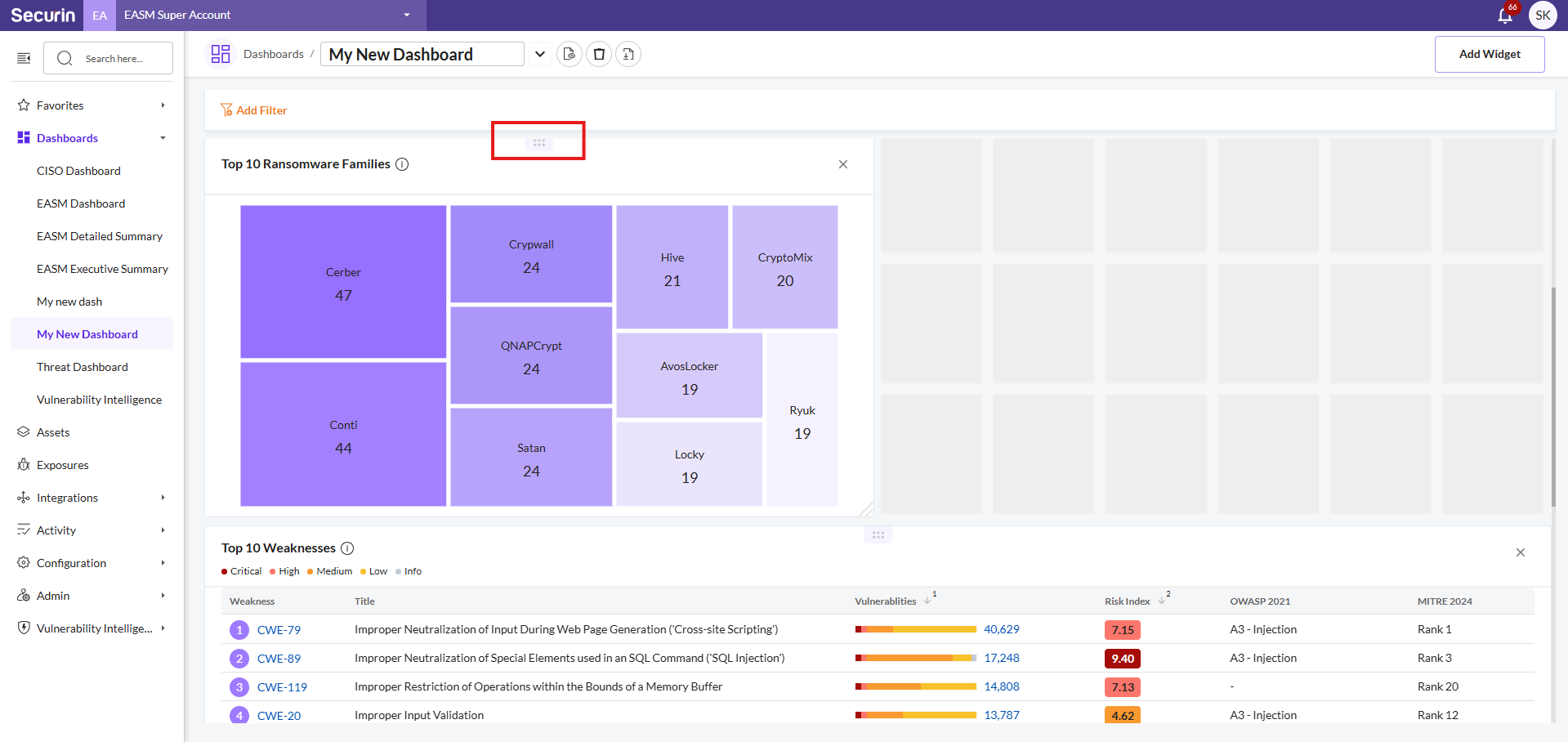 Edit a Custom Dashboard - Securin Platform Documentation