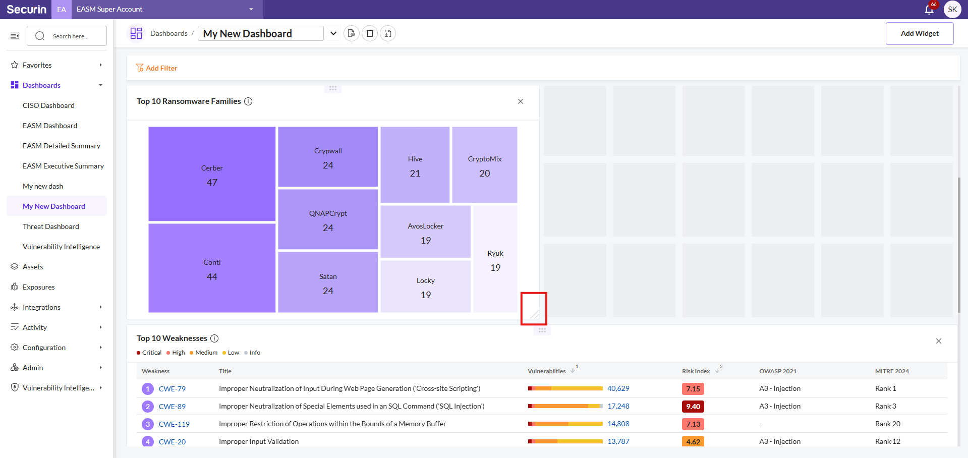 Edit a Custom Dashboard - Securin Platform Documentation