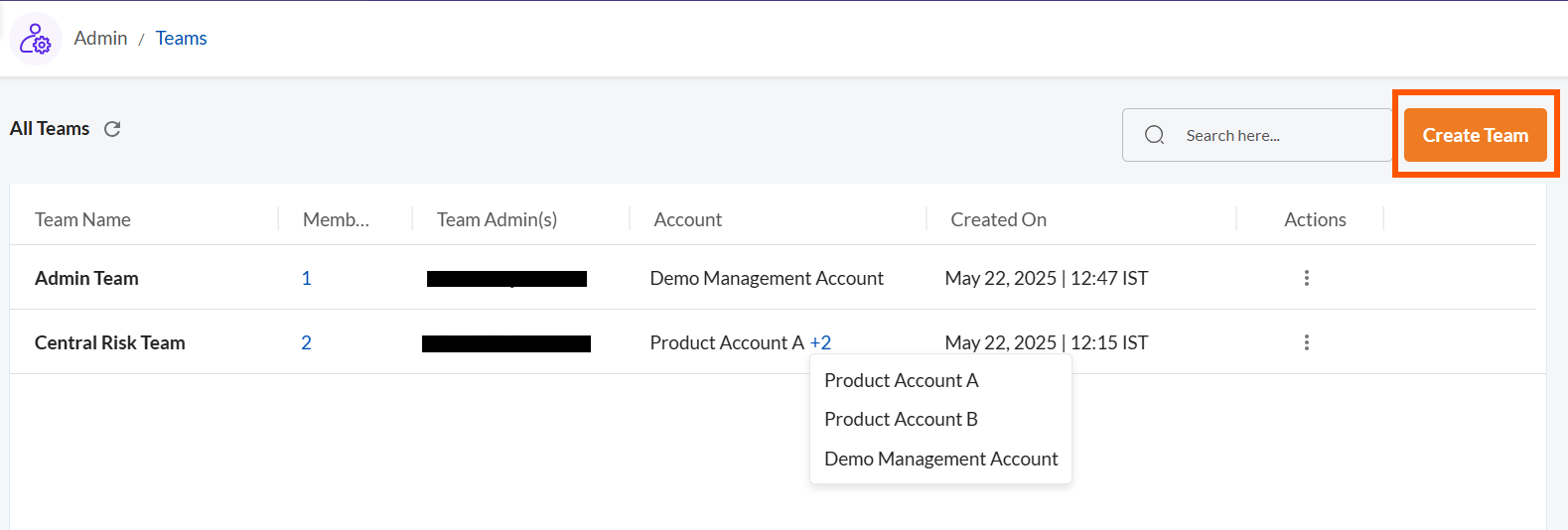 Create a Multi-Account Team - Securin Platform Documentation