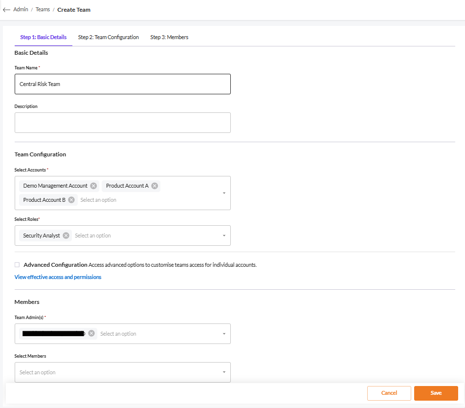 Create a Multi-Account Team - Securin Platform Documentation