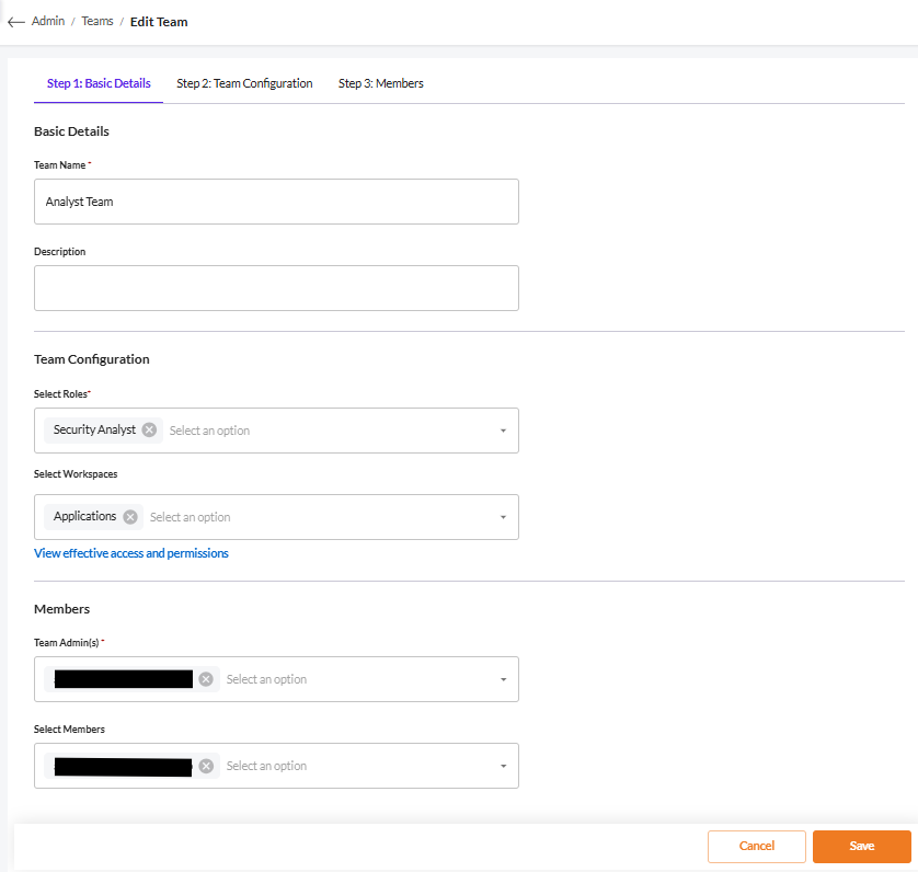 Edit a Team - Securin Platform Documentation