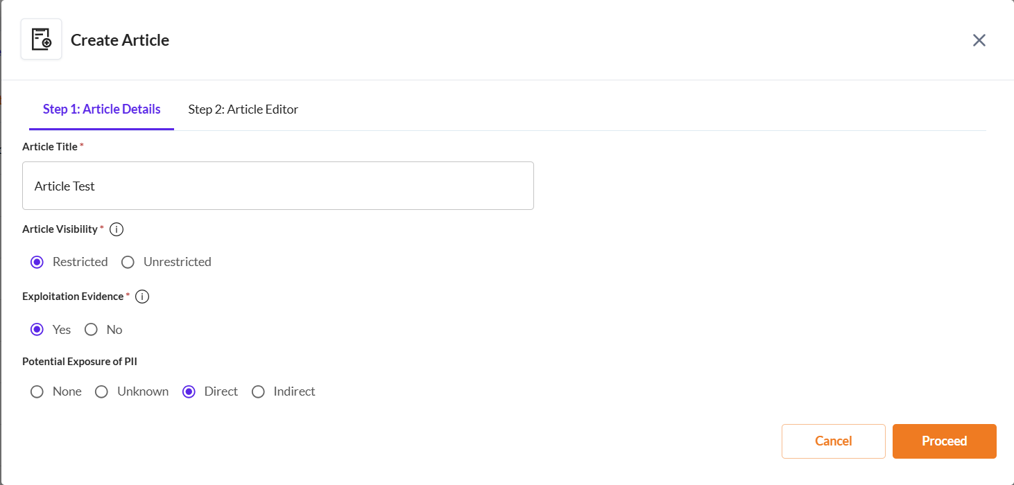 Create an Article - Securin Platform Documentation