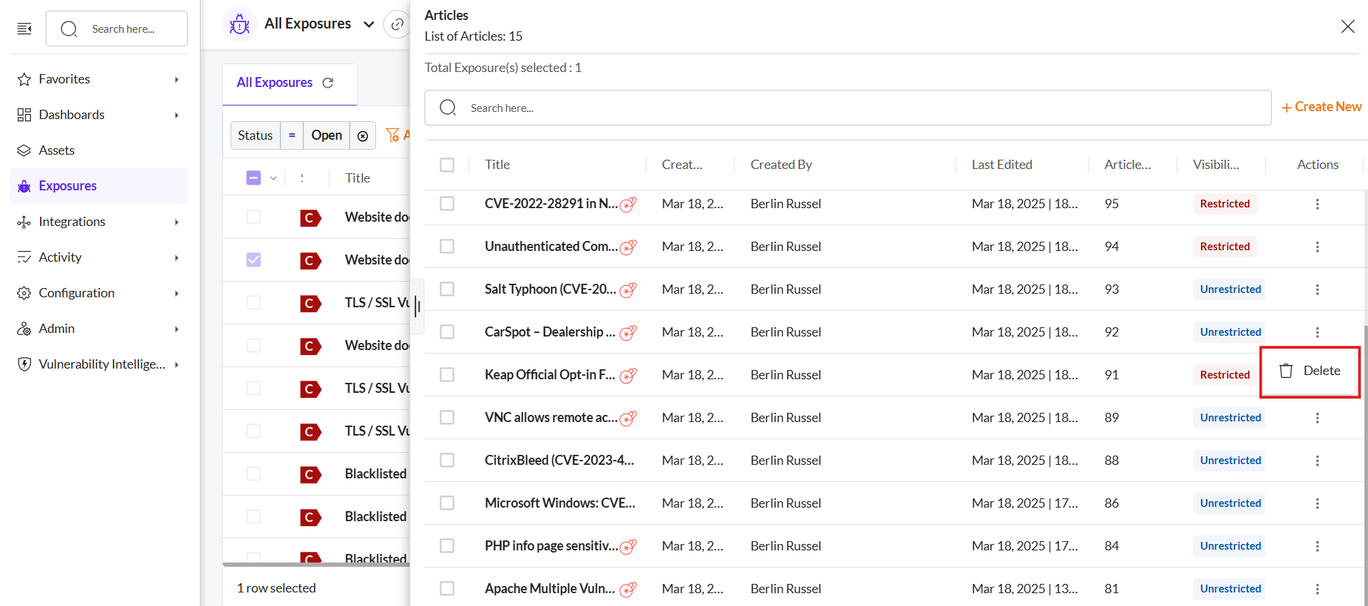 Delete an Article - Securin Platform Documentation