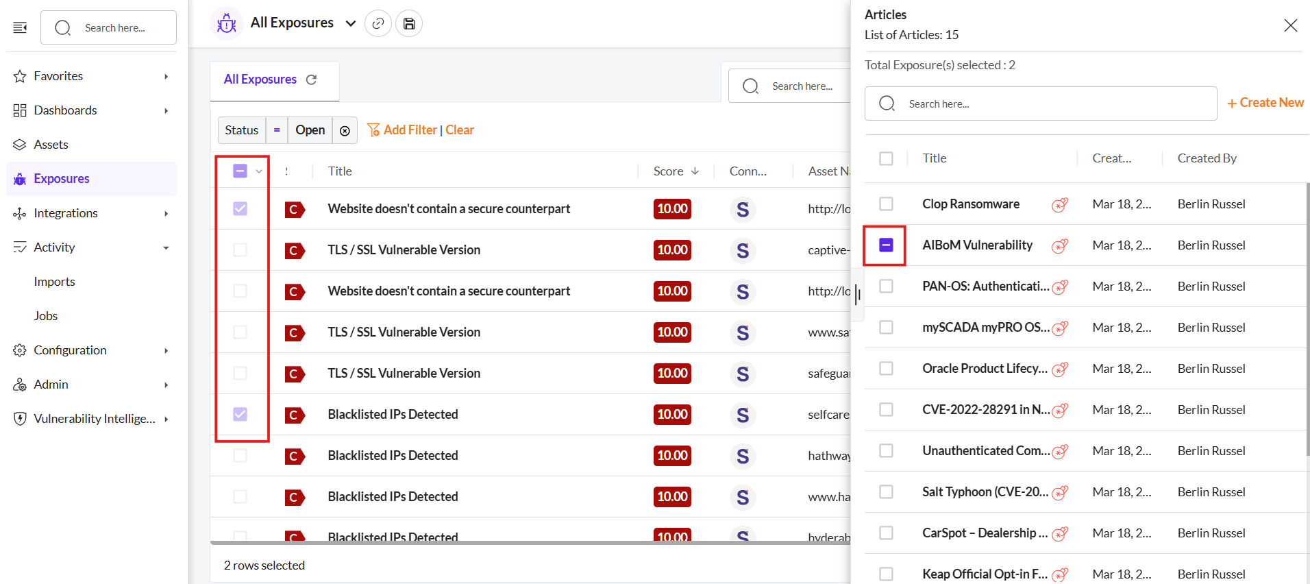 Assign an Article to an Exposure - Securin Platform Documentation