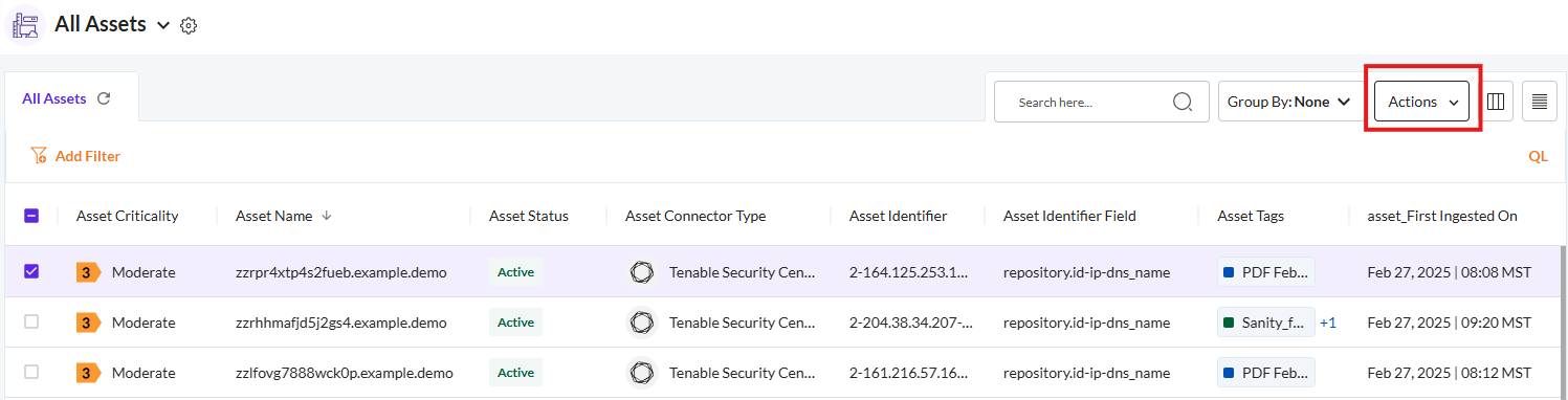Remove Assets from Workspaces - Securin Platform Documentation
