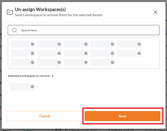 Remove Assets from Workspaces - Securin Platform Documentation