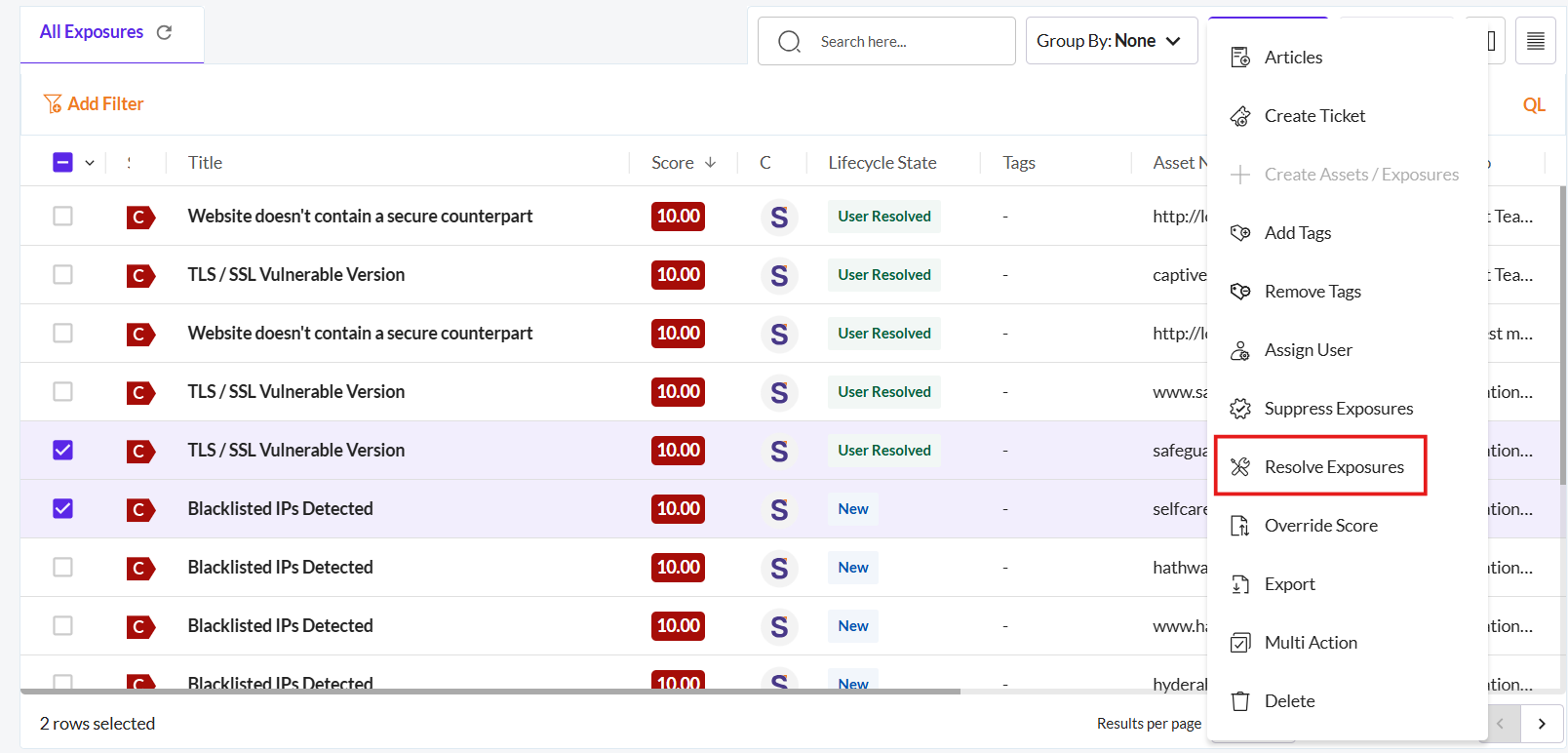 Resolve Exposures - Securin Platform Documentation