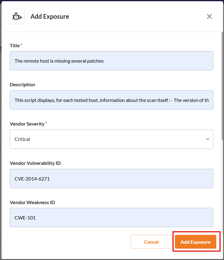 Create Assets and Exposures - Securin Platform Documentation