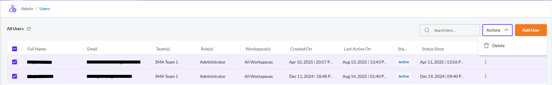 Delete a User - Securin Platform Documentation