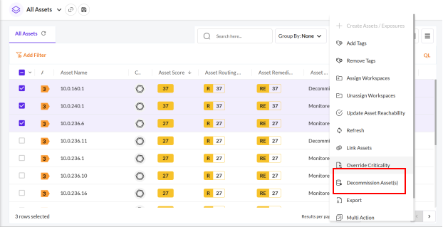 Manually Decommission Assets - Securin Platform Documentation
