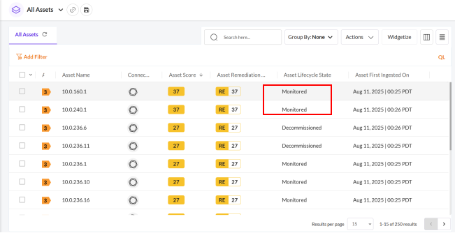 Revert Decommissioned Assets - Securin Platform Documentation