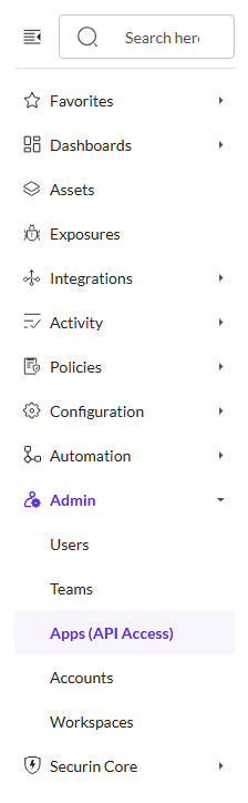 Create an App (for API Access) - Securin Platform Documentation