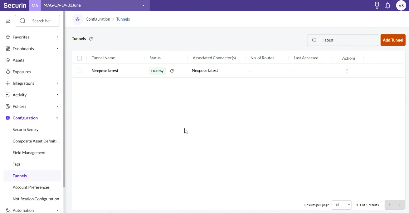 Create a Tunnel - Securin Platform Documentation