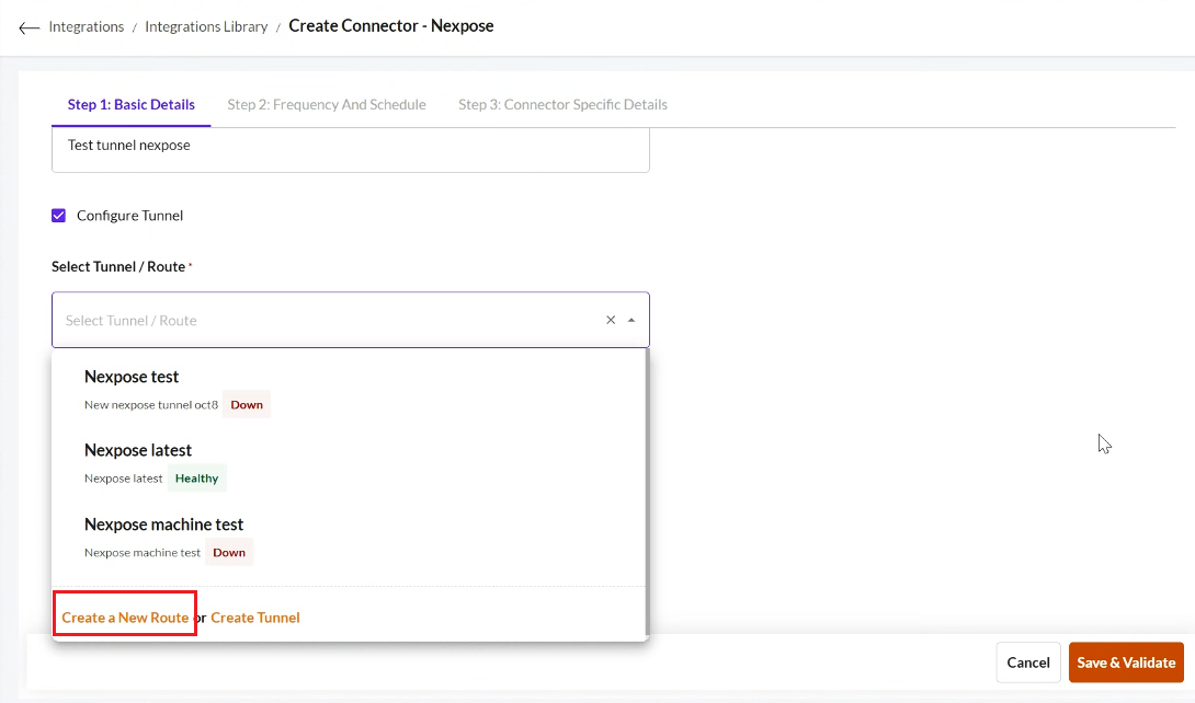 Add a Route to a Tunnel - Securin Platform Documentation