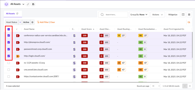 Perform Multiple Actions on Assets - Securin Platform Documentation