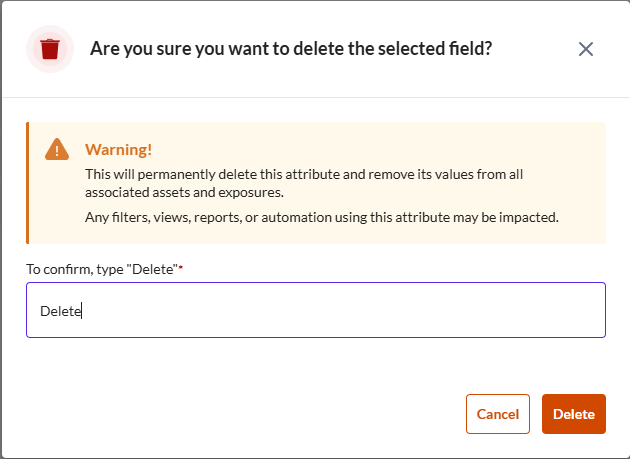 Delete a Custom User-Managed Attribute - Securin Platform Documentation