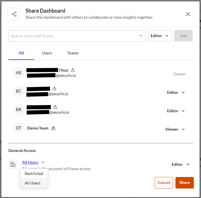 Share a Custom Dashboard - Securin Platform Documentation