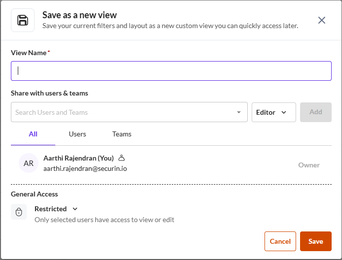 Create a Custom View - Securin Platform Documentation