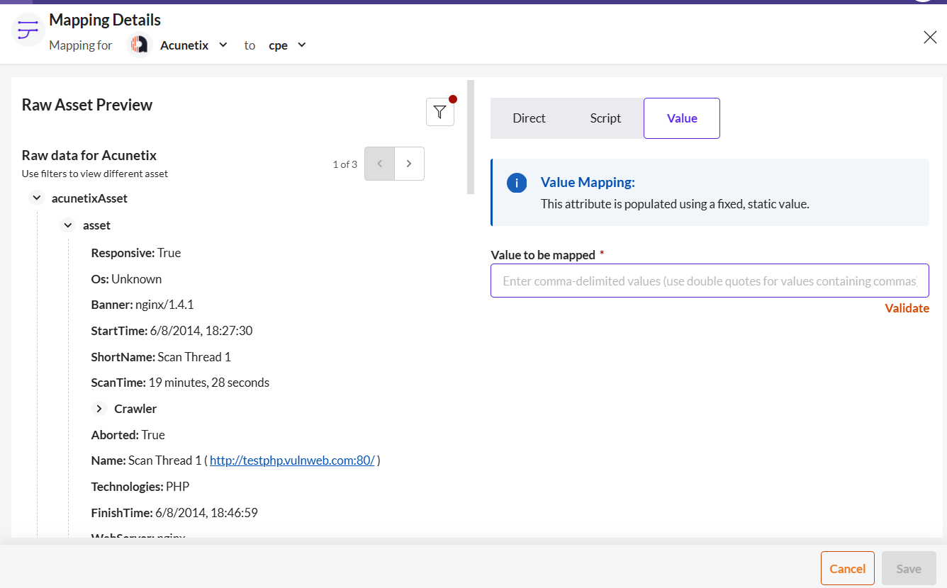 Map Data to a Custom Mapped Attribute - Securin Platform Documentation