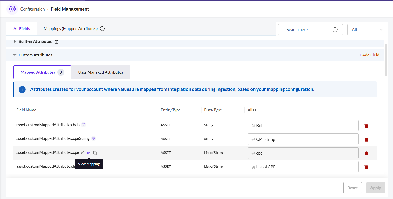 Map Data to a Custom Mapped Attribute - Securin Platform Documentation