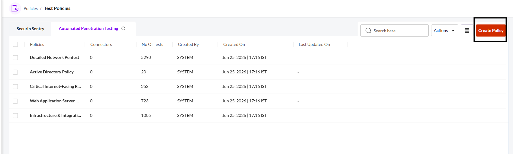 Create a New Test Policy - Securin Platform Documentation